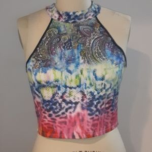 Printed racerback halter style top size L